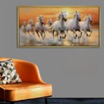 Twilight Reflection 7 Horses Vastu Painting - Image 4
