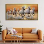 Twilight Reflection 7 Horses Vastu Painting - Image 5